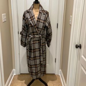 En Saison Womens Checkered Cold Weather Trench Coat